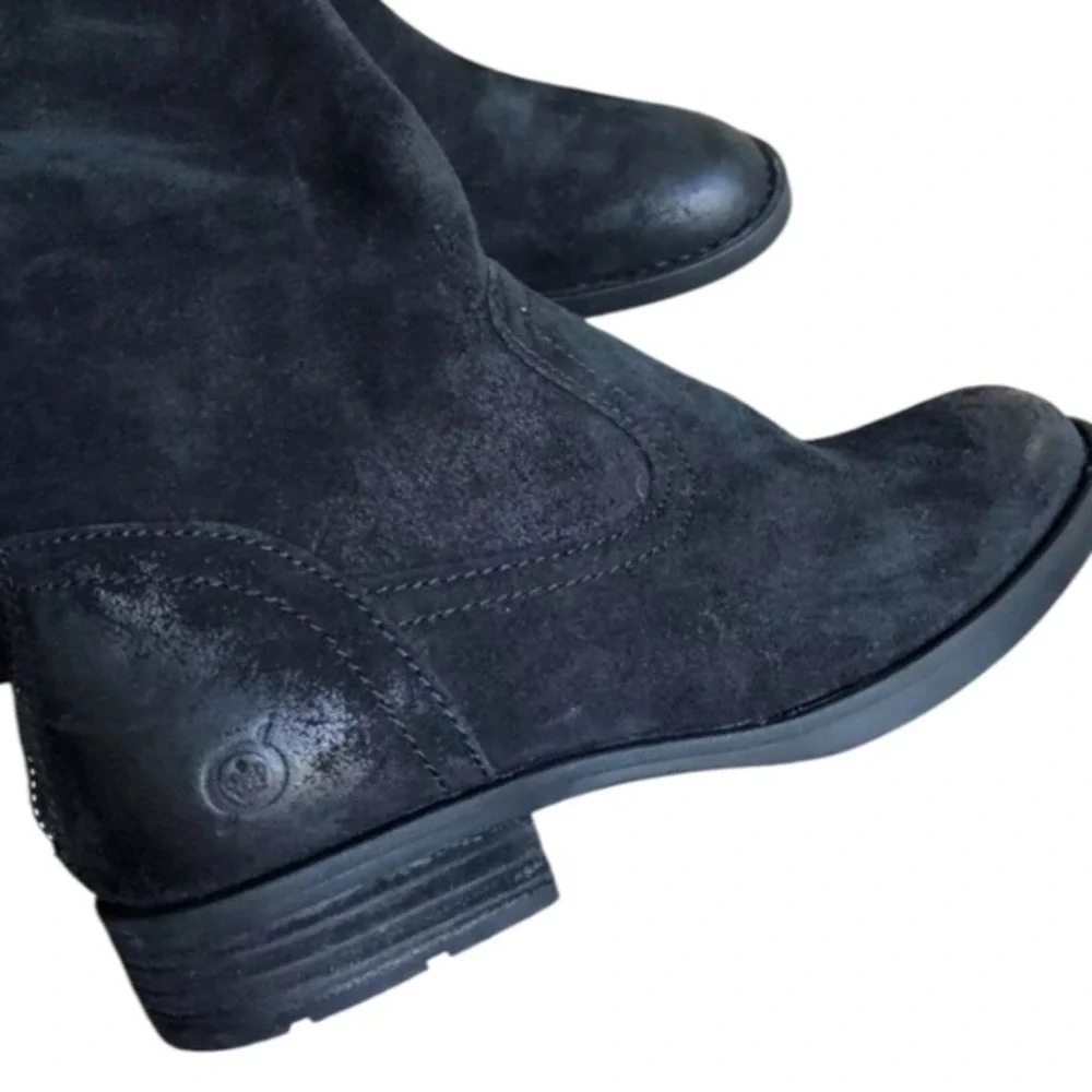 Born Black Suede Over the Knee Boots Leopard Lining Tall‎ Fashion Stylish Sz 7